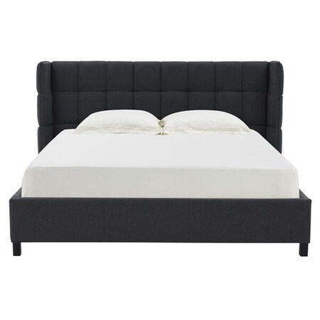 Safavieh SFV4753C-Q-1-3 Emerson Grid Tufted Bed, Dark Grey - Queen Size SFV4753C-Q-1/3